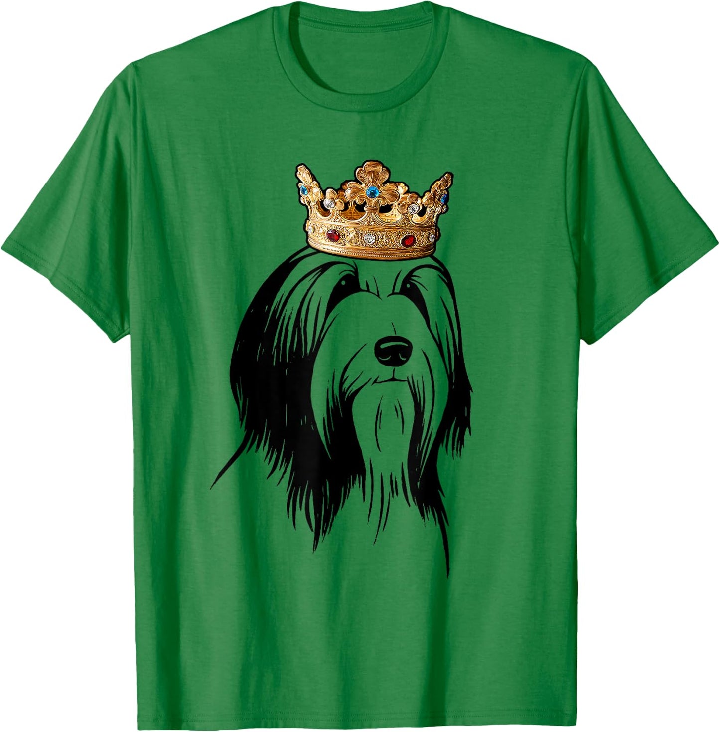 Bearded Collie Dog Wearing Crown T-Shirt - T-Shirt | Irish Green