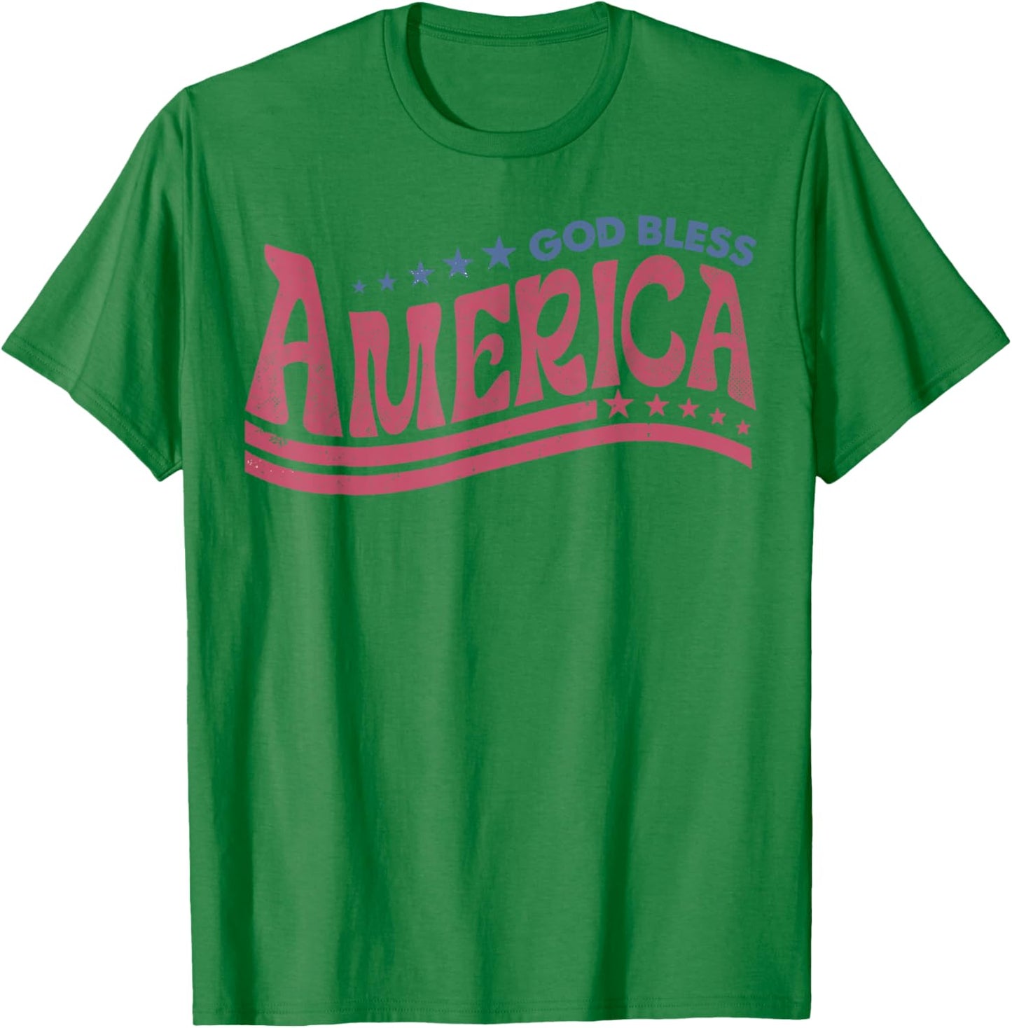 Retro 4th Of July God Bless America Patriotic Christian Girls Kids Men T-Shirt - T-Shirt | Irish Green