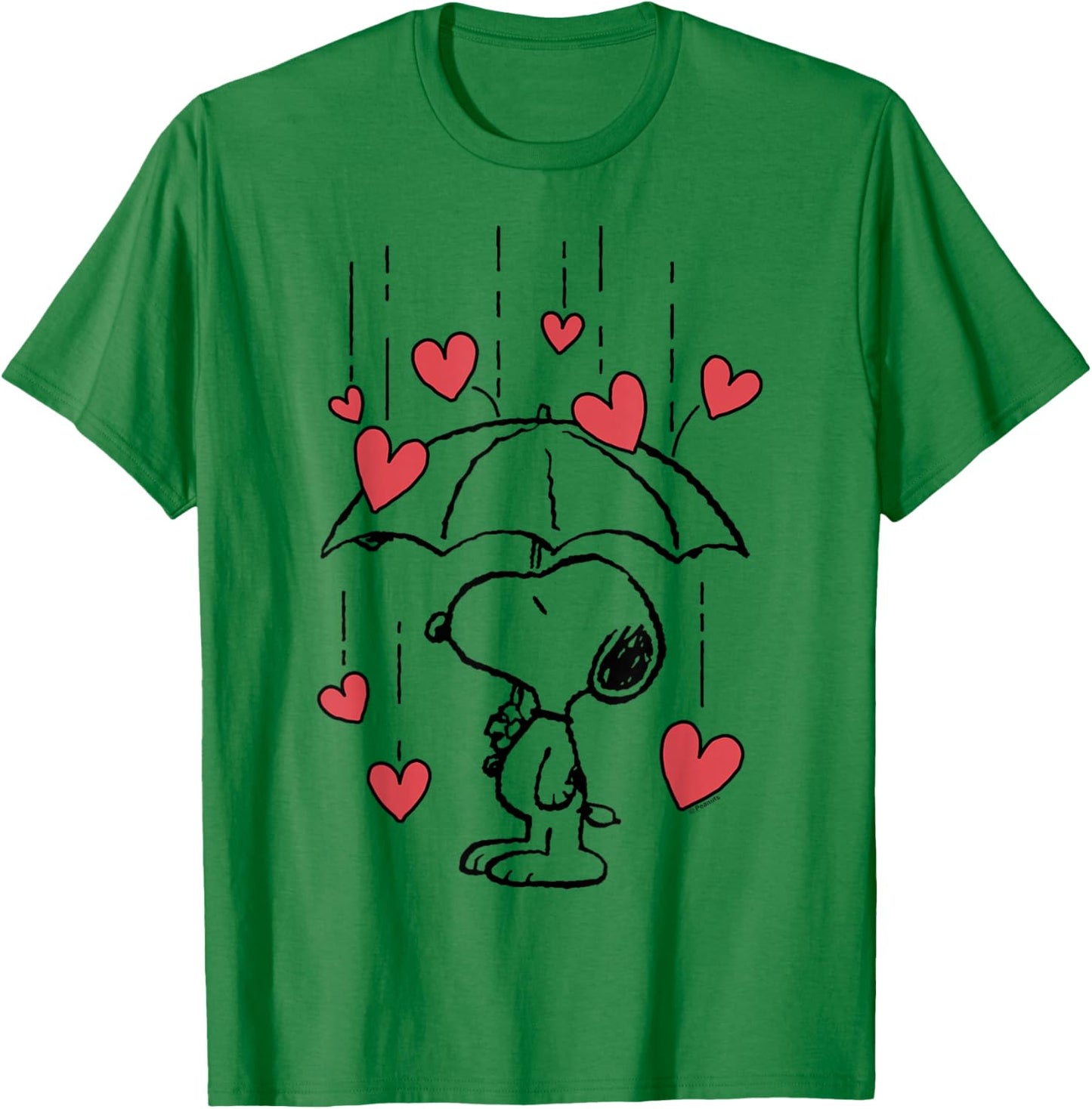 Peanuts - Snoopy Heart Rain T-Shirt - T-Shirt | Irish Green