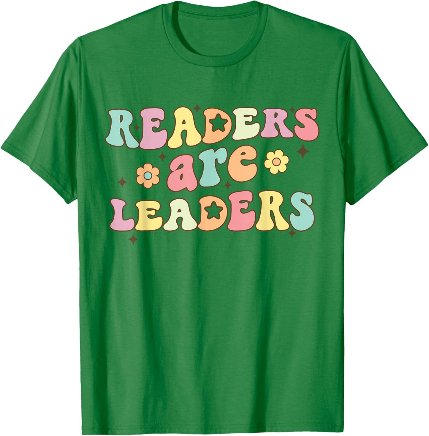 Readers Are Leaders Book Lover Retro Groovy Back To School T-Shirt - T-Shirt | Irish Green