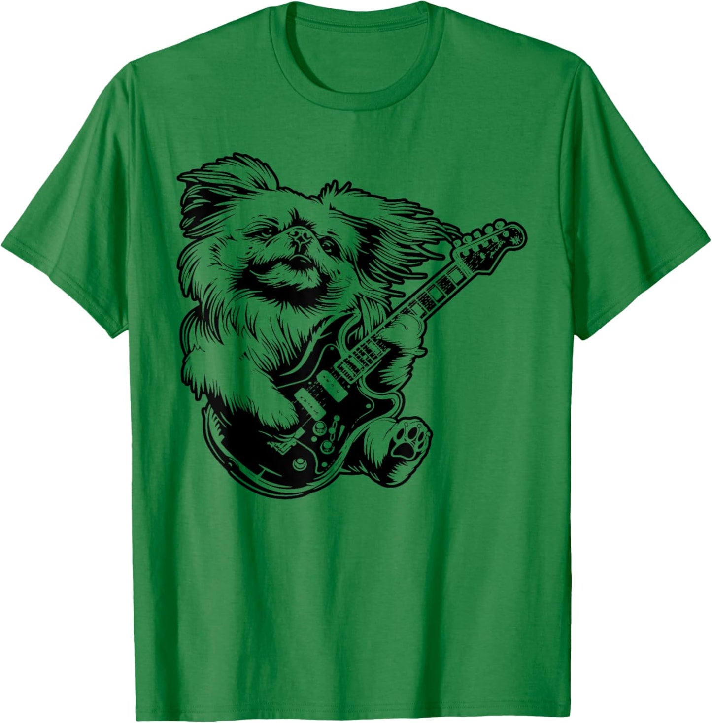 Dog Guitarist Guitar - Pekingese Dad Mom T-Shirt - T-Shirt | Irish Green