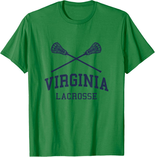 vintage virginia lacrosse Virginia Lacrosse Vintage LAX Weathered T-Shirt - T-Shirt | Irish Green