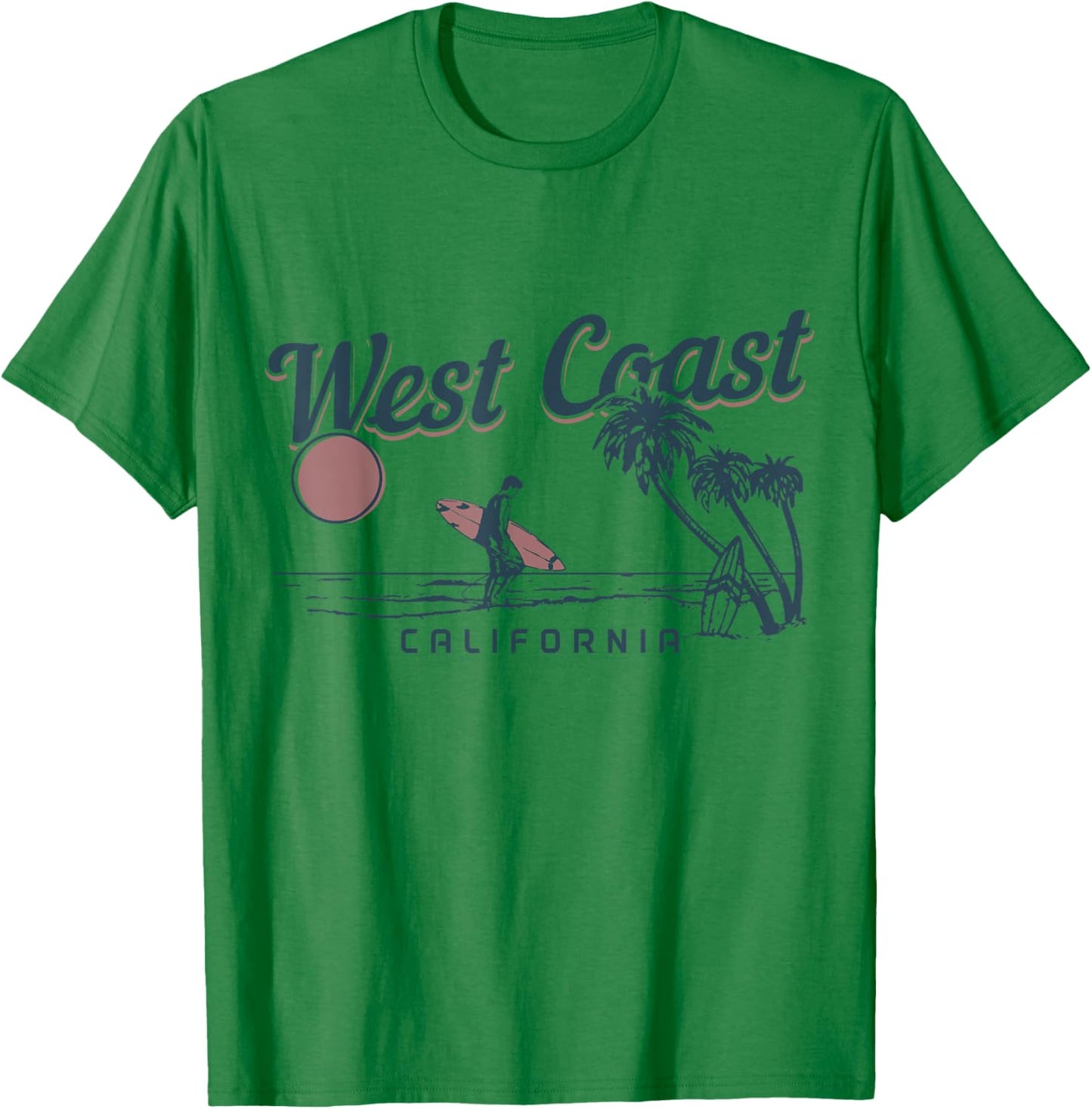 West Coast California Beach San Diego Surf Vintage Surfer T-Shirt - T-Shirt | Irish Green
