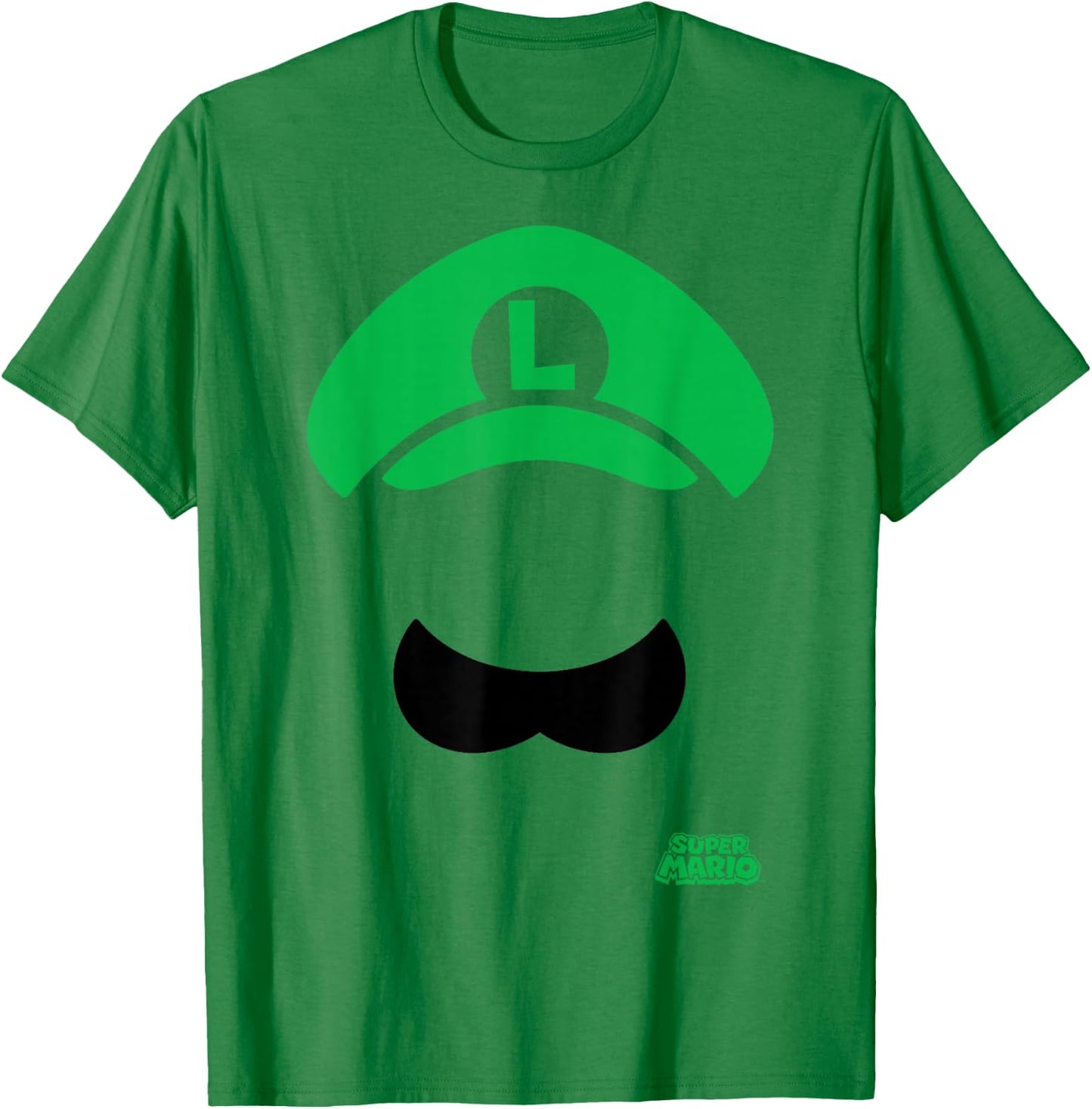 Super Mario Luigi Hat And Mustache T-Shirt - T-Shirt | Irish Green