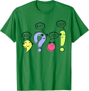 Wait What Stop It I Agree Funny Grammar Teacher Punctuation T-Shirt - T-Shirt | Irish Green
