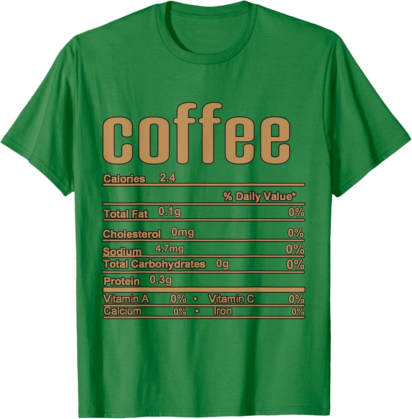 Thanksgiving Christmas Coffee Nutrition Fact T-Shirt - T-Shirt | Irish Green