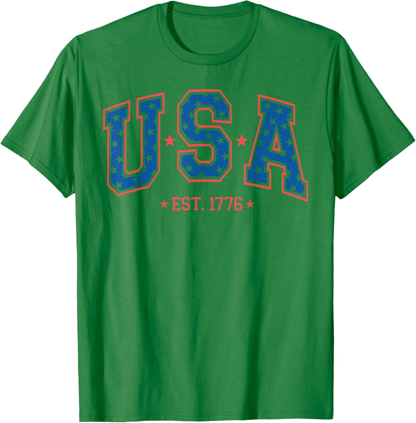 USA Est. 1776 4th of July Patriotic US American Flag T-Shirt - T-Shirt | Irish Green