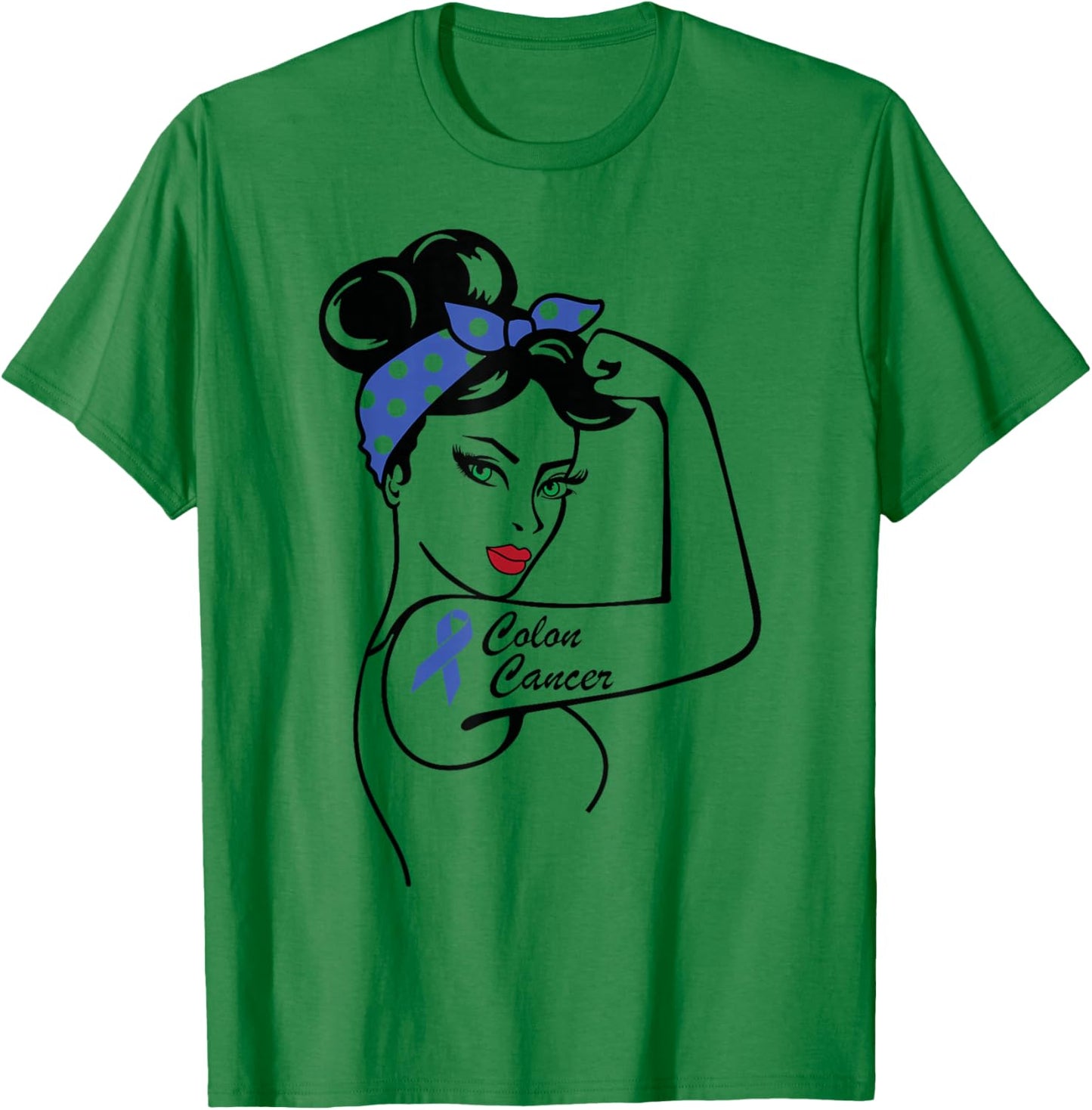 Colon Cancer Awareness Warrior Blue Ribbon Colorectal T-Shirt - T-Shirt | Irish Green