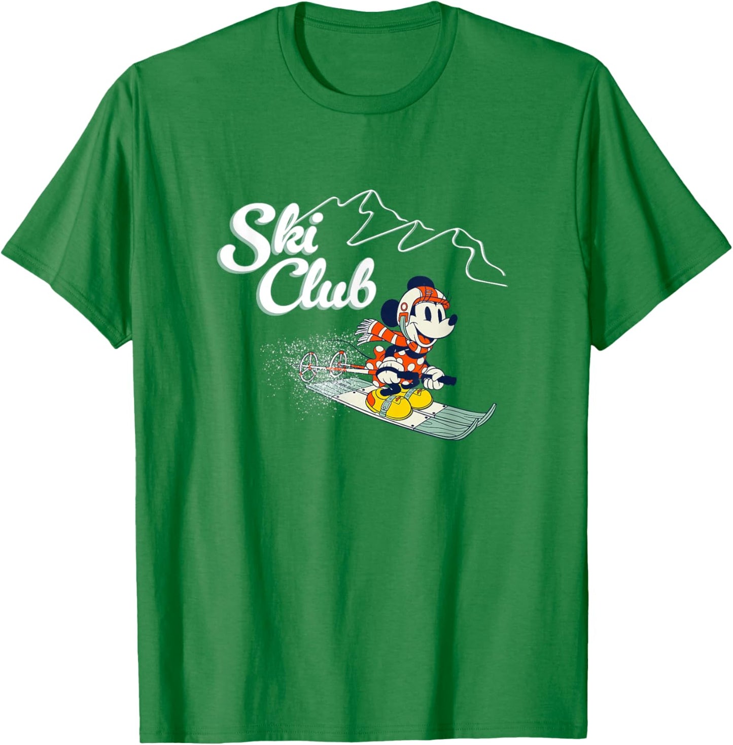 Disney Minnie Mouse Vintage Christmas Ski Club Holiday Fun T-Shirt - T-Shirt | Irish Green