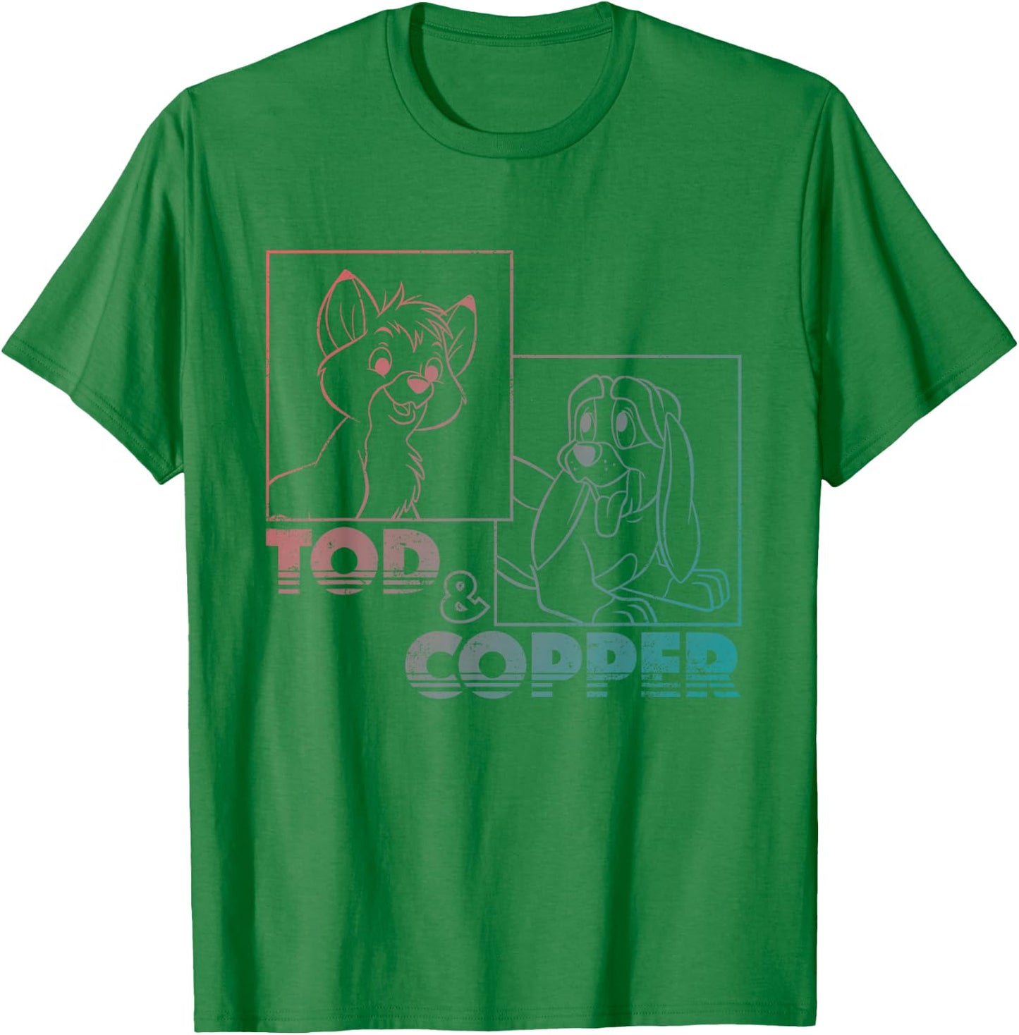 Disney The Fox and the Hound Tod & Copper Gradient T-Shirt - T-Shirt | Irish Green