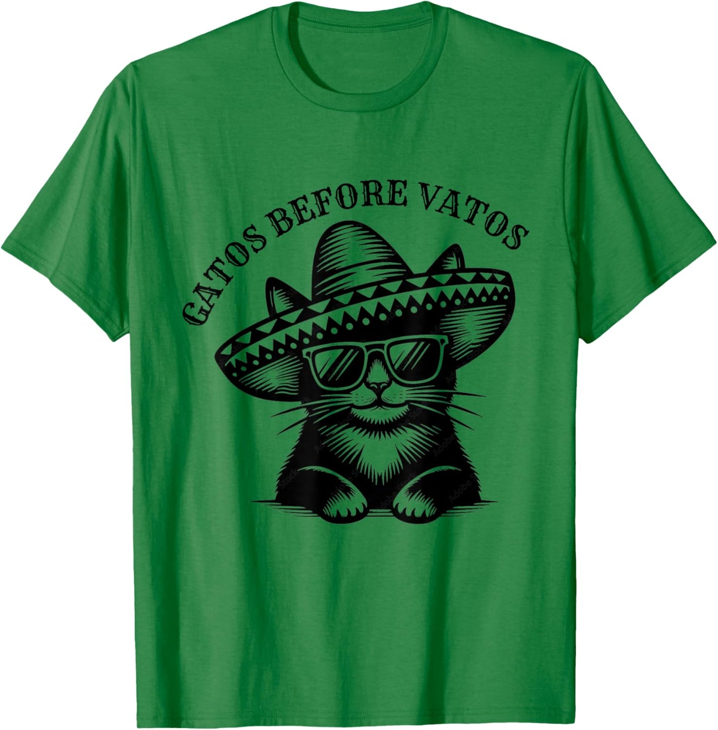 Gatos Before Vatos Funny Kitten Lovers Spanish Joke T-Shirt - T-Shirt | Irish Green