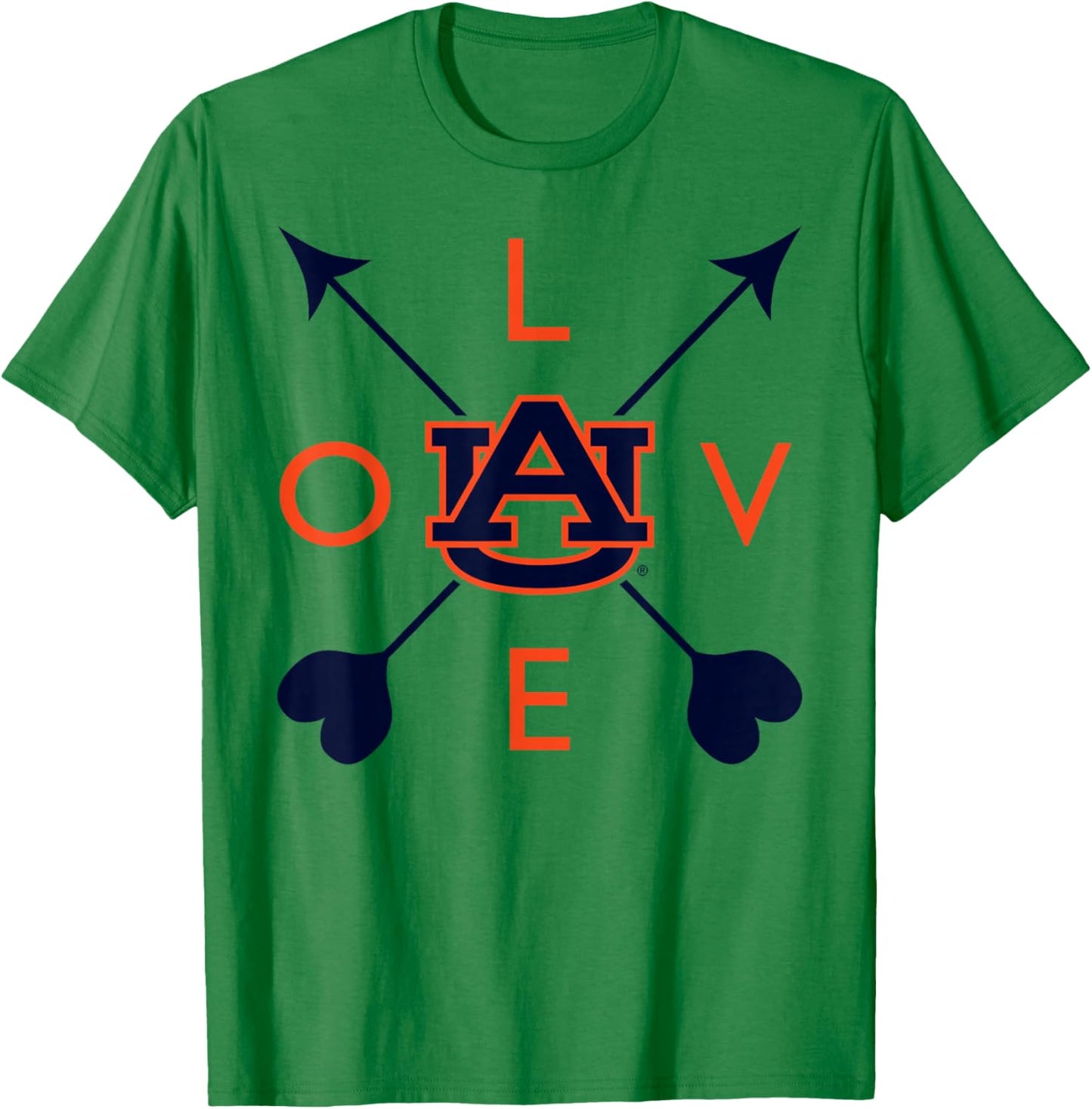 Auburn Tigers Valentine Arrows Officially Licensed T-Shirt - T-Shirt | Irish Green