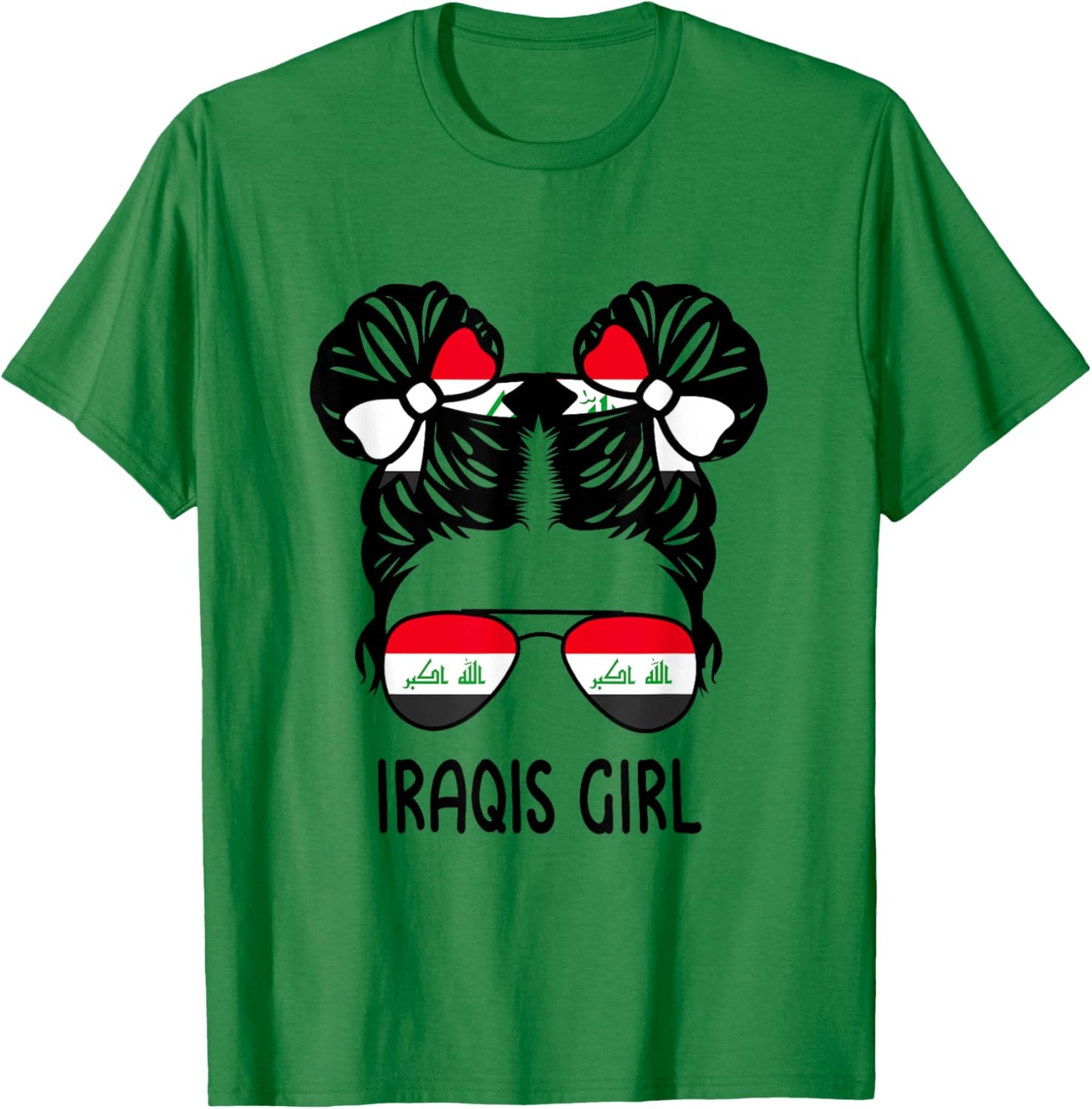 Iraqis Girl Messy Hair Iraq Pride Patriotic Kids T-Shirt - T-Shirt | Irish Green