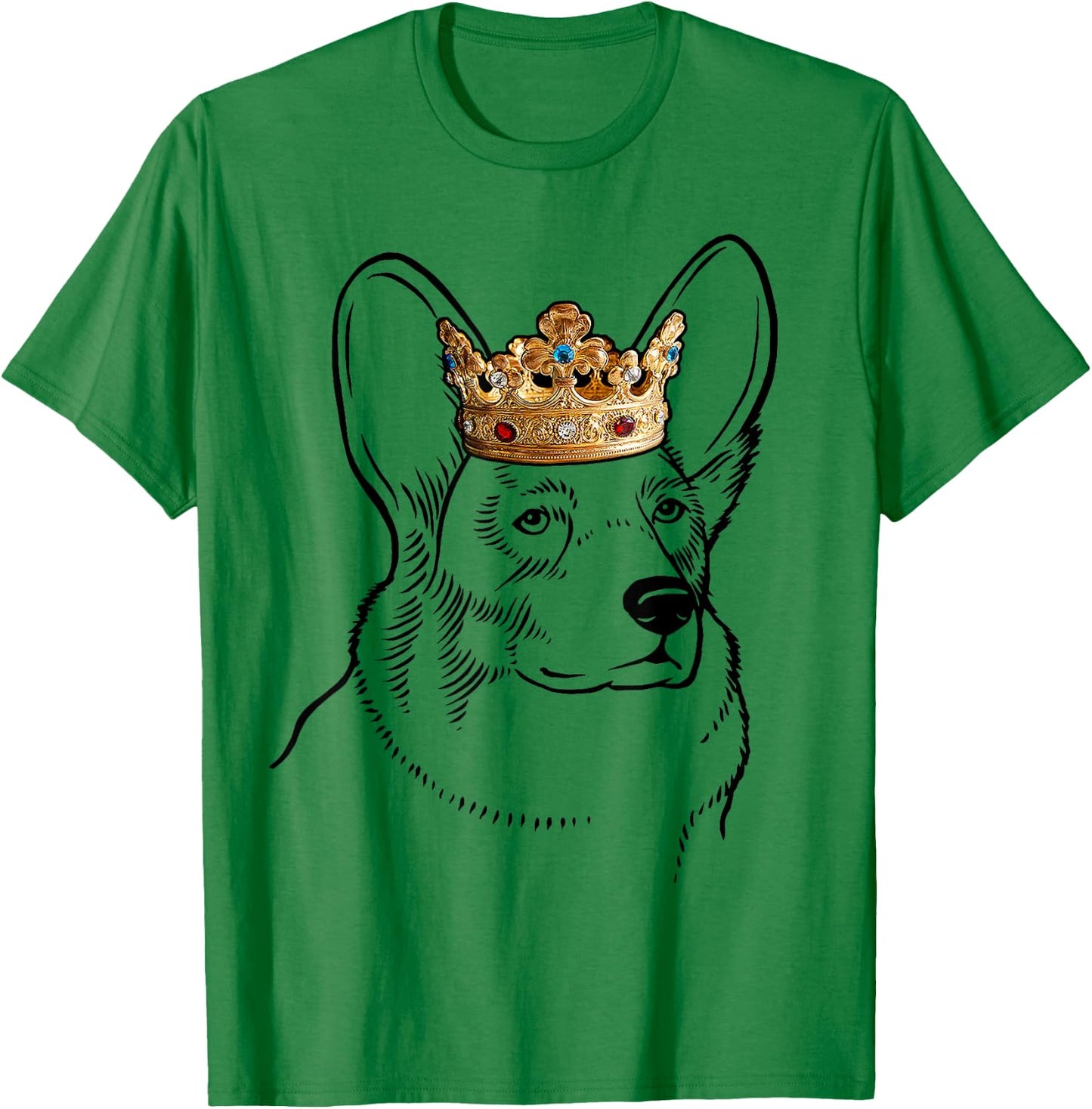Cardigan Welsh Corgi Dog Wearing Crown Women Kids T-Shirt - T-Shirt | Irish Green