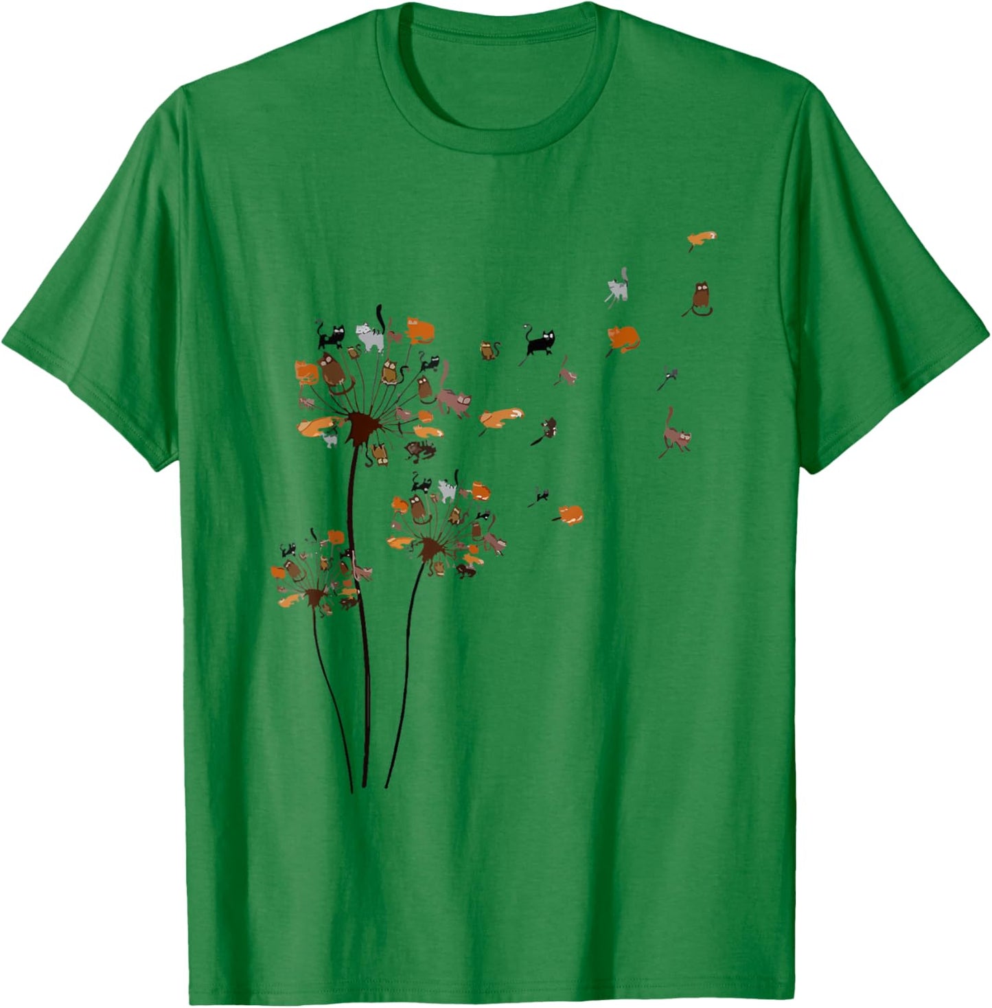Cute Dandelion Cats Flower Colorful Pet Cat Funny Cat Mom Women T-Shirt - T-Shirt | Irish Green