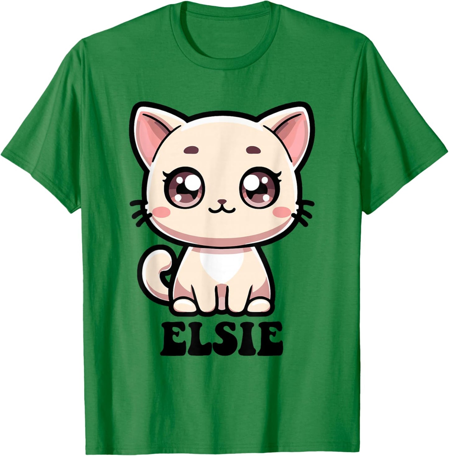 Elsie Cute Kitty Cat Design for Girls Name Elsie T-Shirt - T-Shirt | Irish Green