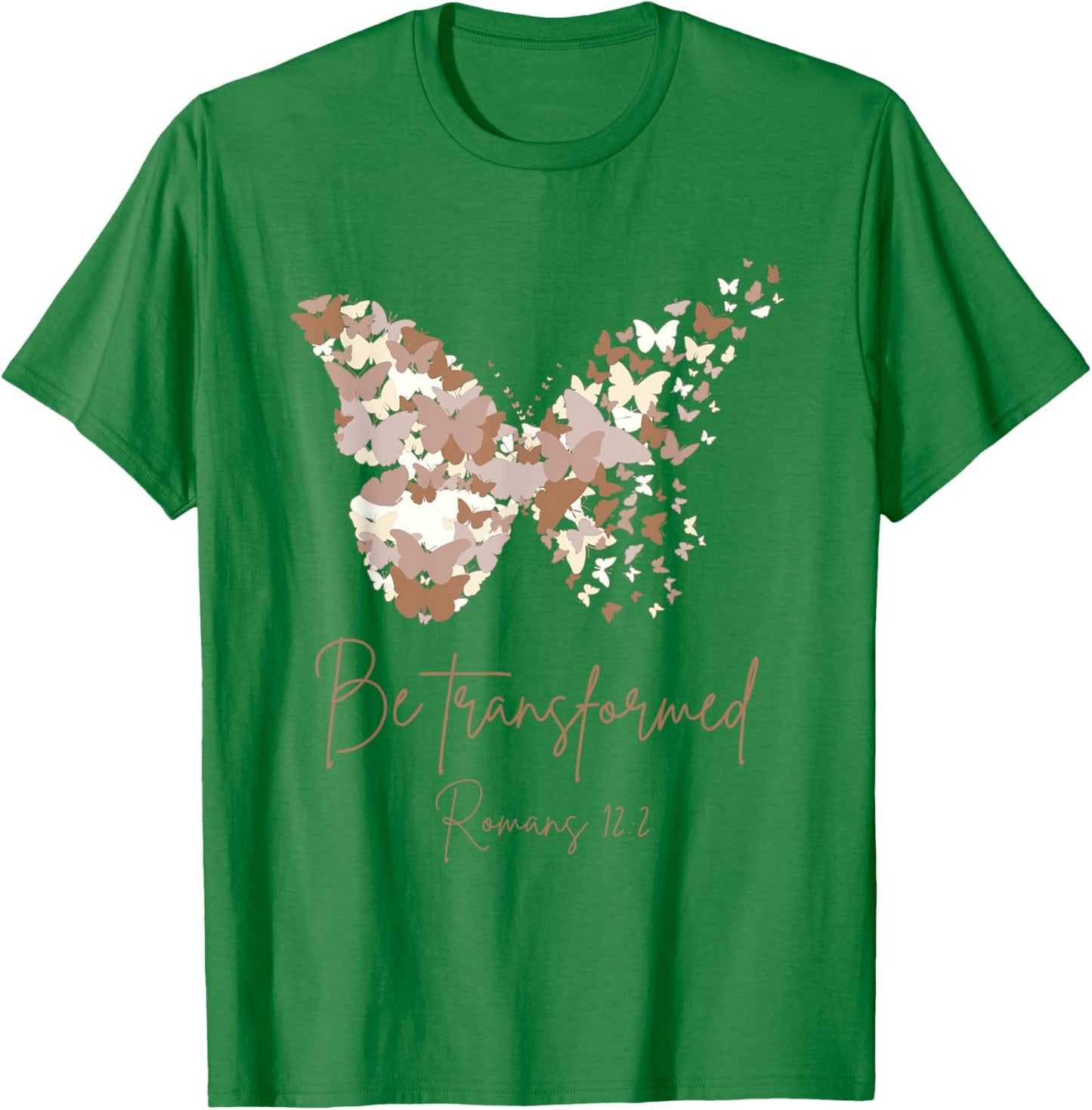 Be Transformed Romans 12:2 Butterfly Christian Bible Cute T-Shirt - T-Shirt | Irish Green