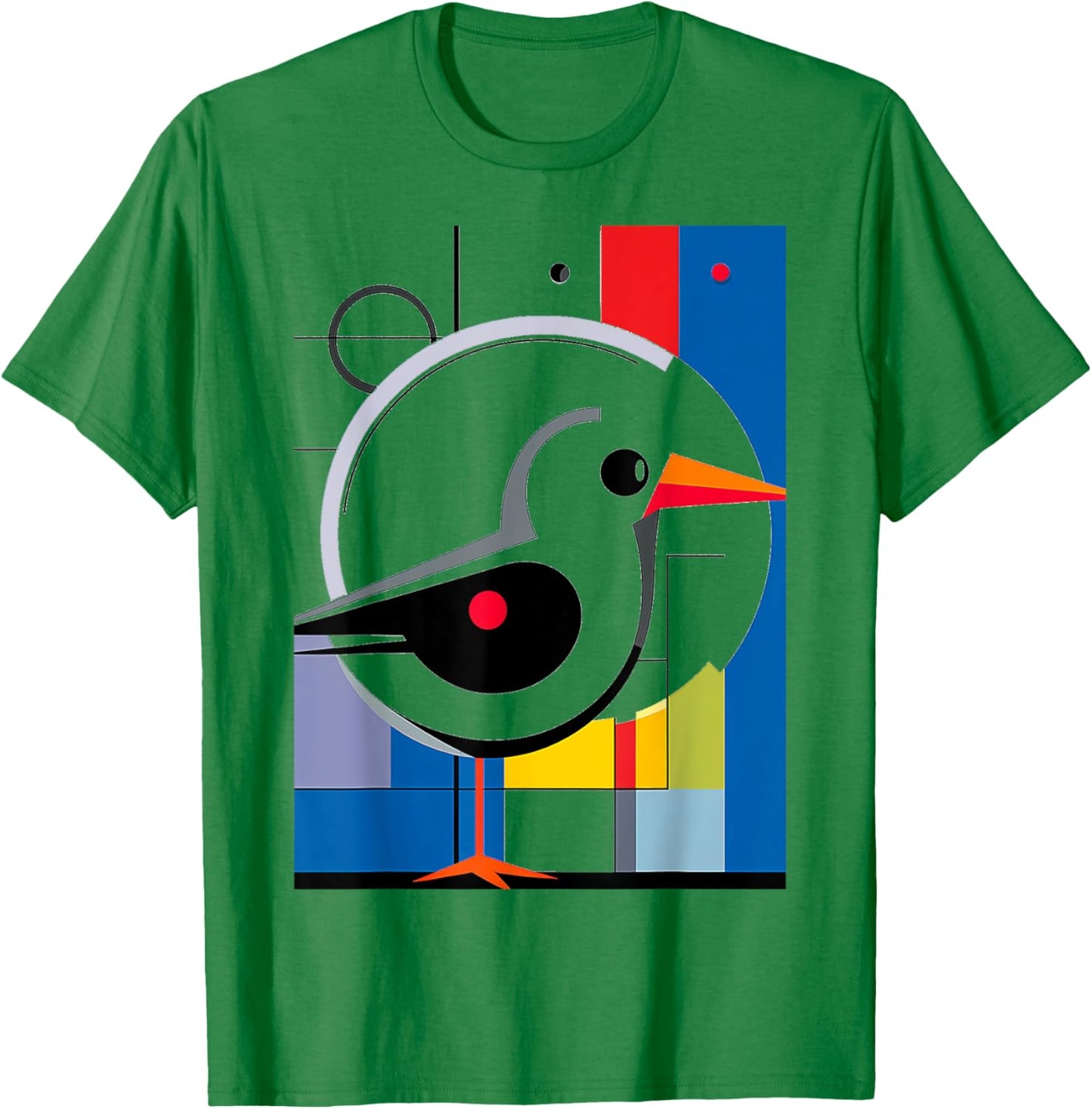 Bird Geoemtric Abstract Animal Art Colorful Graphic Bird T-Shirt - T-Shirt | Irish Green