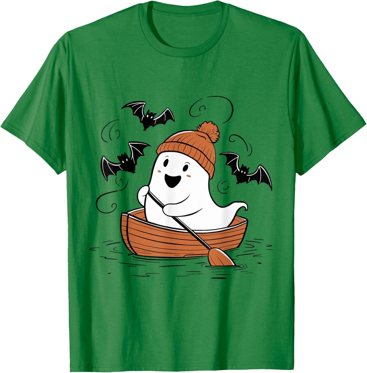 Cute Ghost Rowing Lovers Spooky Lake Boat Halloween T-Shirt - T-Shirt | Irish Green