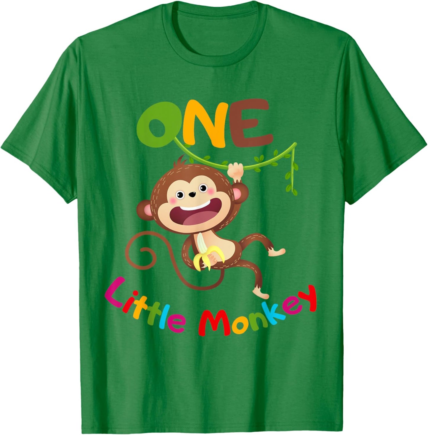 ONE Little Monkey Jungle Monkey Theme 1st Birthday Party T-Shirt - T-Shirt | Irish Green