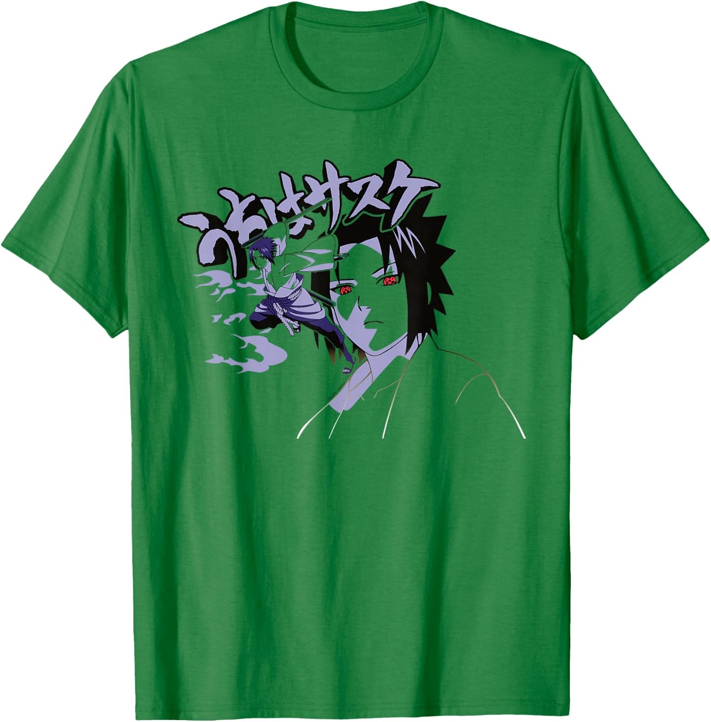 Naruto Shippuden Sasuke Curse Symbol with Jutsu T-Shirt - T-Shirt | Irish Green