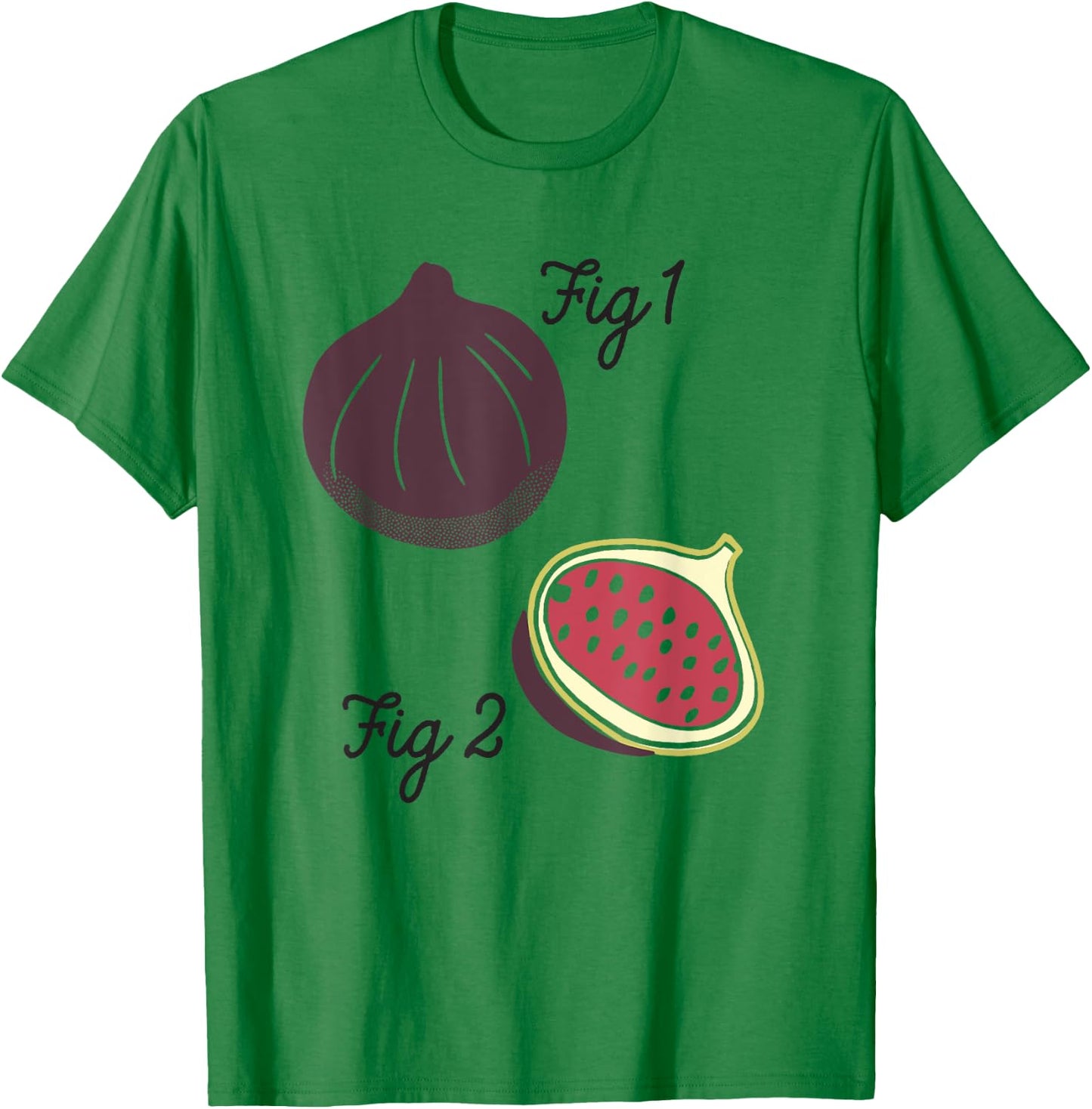 Fig 1 Funny Figs Fruit Scientific Drawing Textbook Graphic T-Shirt - T-Shirt | Irish Green