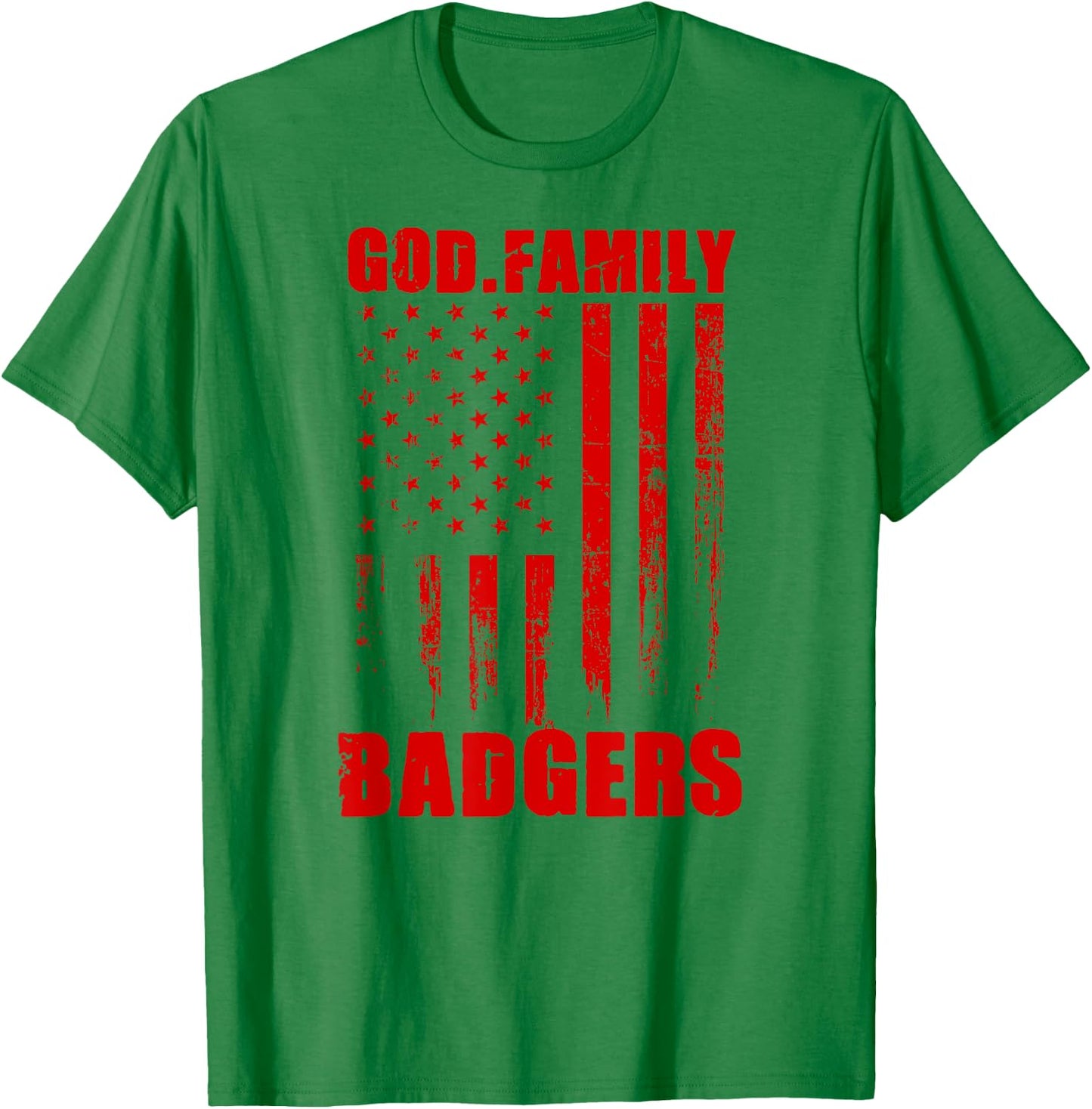 Arkadelphia Badgers God. Family. Vintage USA Flag T-Shirt - T-Shirt | Irish Green