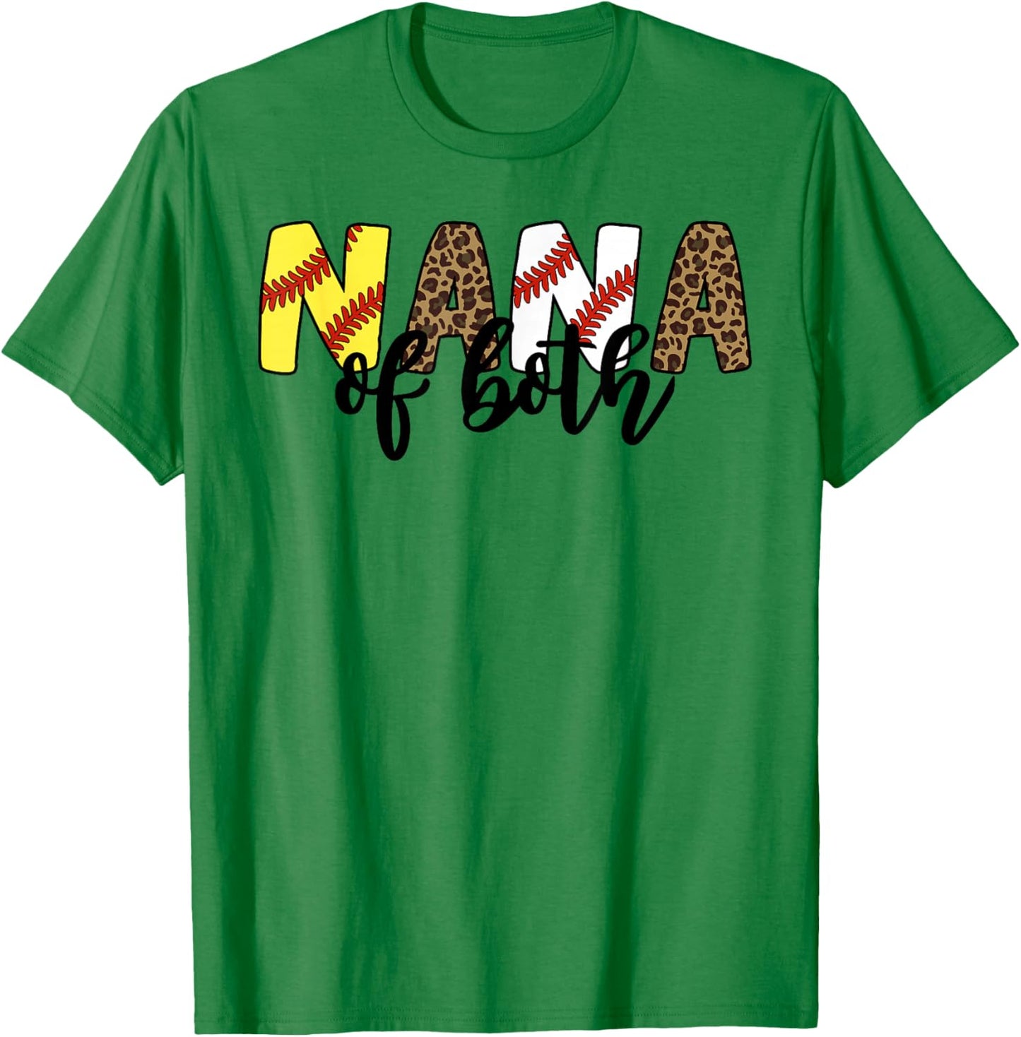 Leopard Nana Of Both Baseball Softball Grandma Mother's Day T-Shirt - T-Shirt | Irish Green