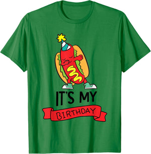 Hotdog-Themed Birthday Party Its My Birthday T-Shirt - T-Shirt | Irish Green