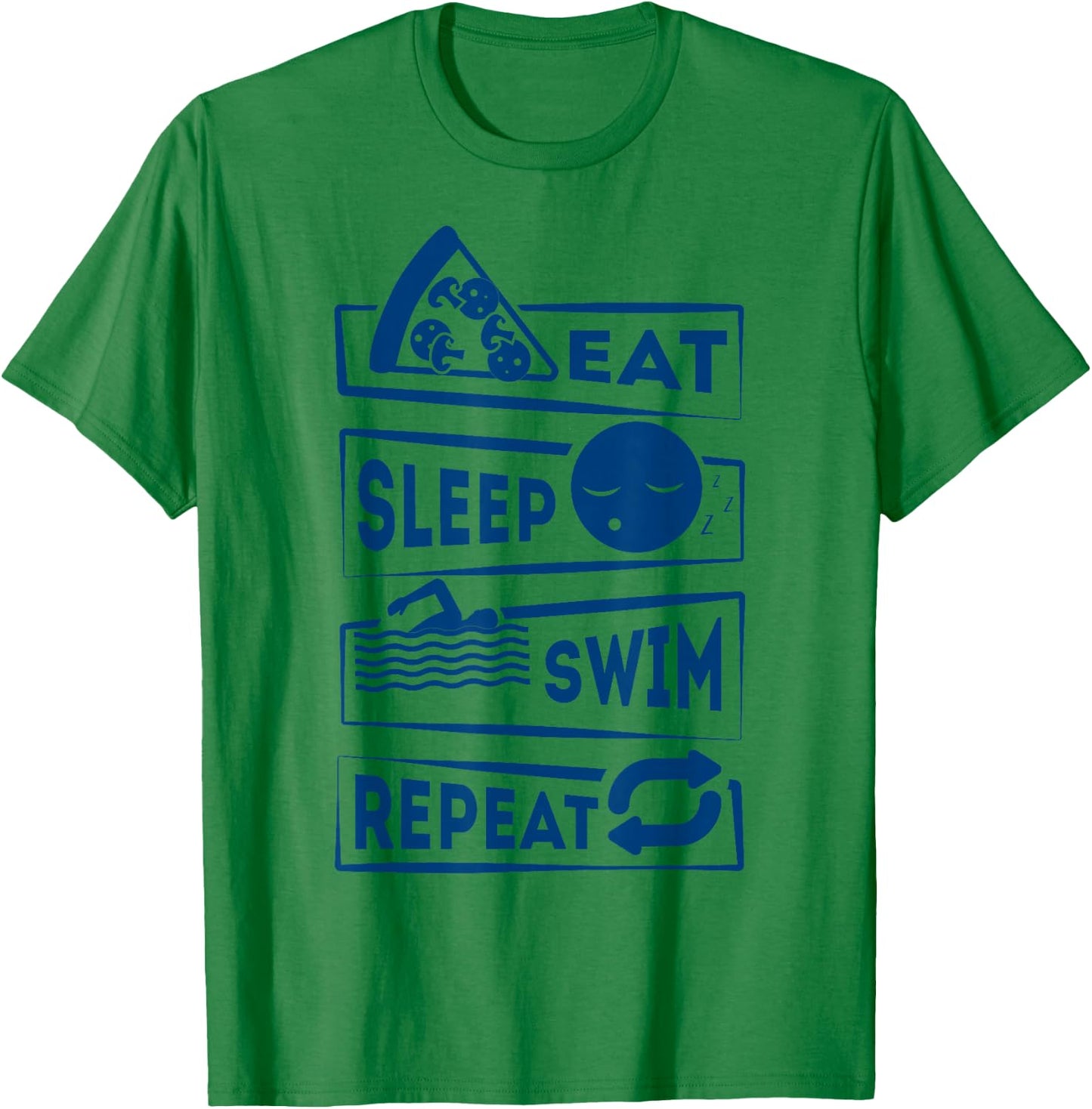 Eat Sleep Swim Repeat Swimming T-Shirt - T-Shirt | Irish Green