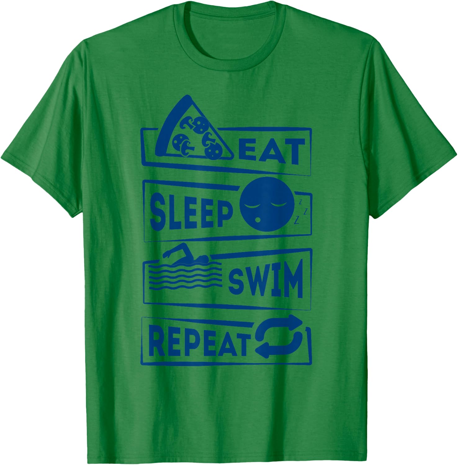 Eat Sleep Swim Repeat Swimming T-Shirt - T-Shirt | Irish Green