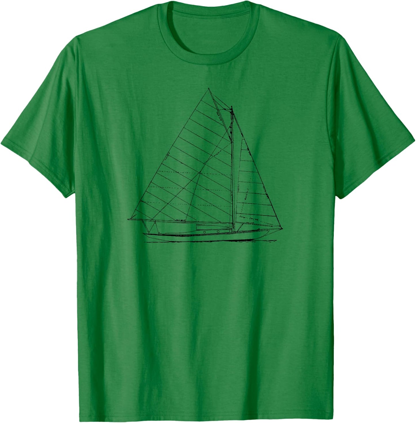 Sailboat Nautical Design Sketch - Sailing T-Shirt - T-Shirt | Irish Green