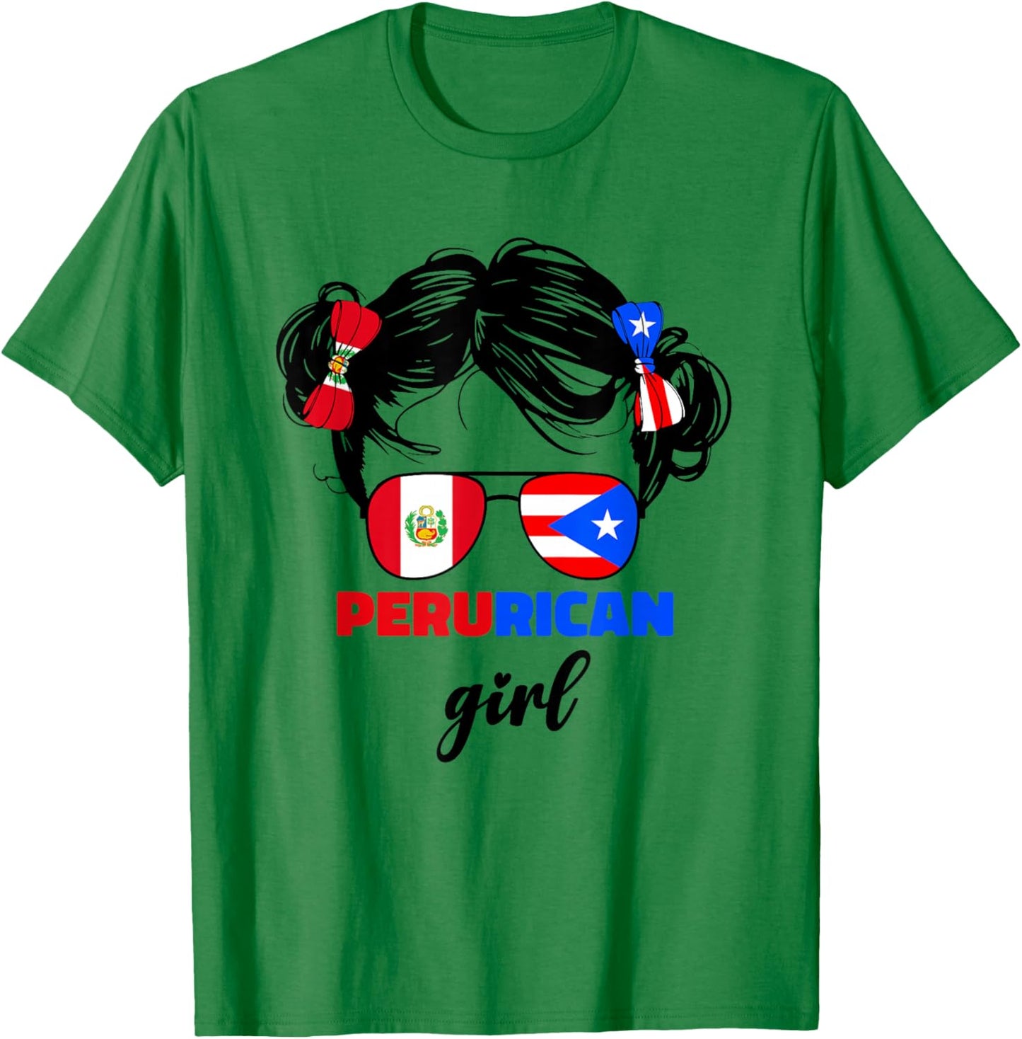 Half Peruvian And Puerto Rican Rico Peru Flag Girls Kids Mix T-Shirt - T-Shirt | Irish Green
