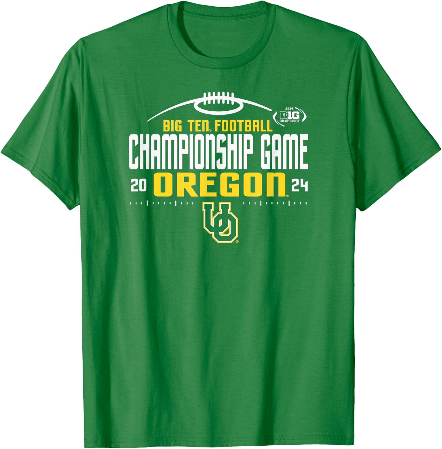 Oregon Ducks Big Ten Championship 2024 Football Laces Green T-Shirt - T-Shirt | Irish Green