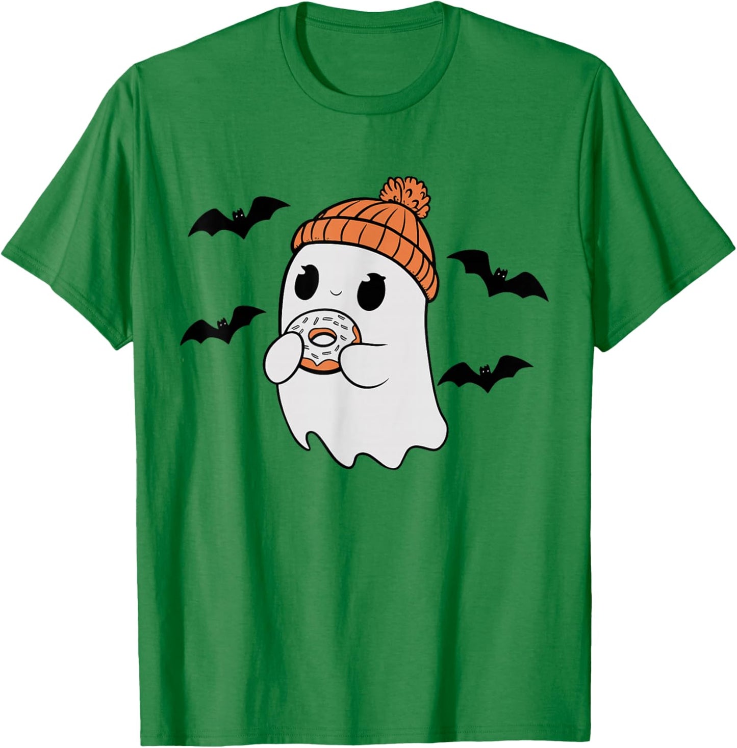 Cute Ghost Eating Donut Lovers Spooky Halloween Food Costume T-Shirt - T-Shirt | Irish Green