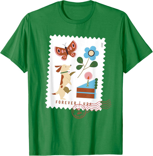 USPS Thinking Of You Postmark - Dog Stamp T-Shirt - T-Shirt | Irish Green