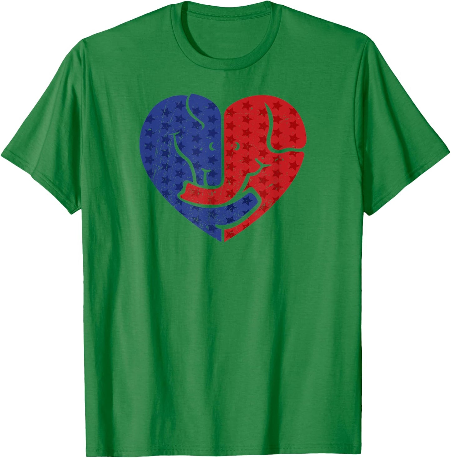 Democratic Donkey and Republican Elephant Love Heart T-Shirt - T-Shirt | Irish Green