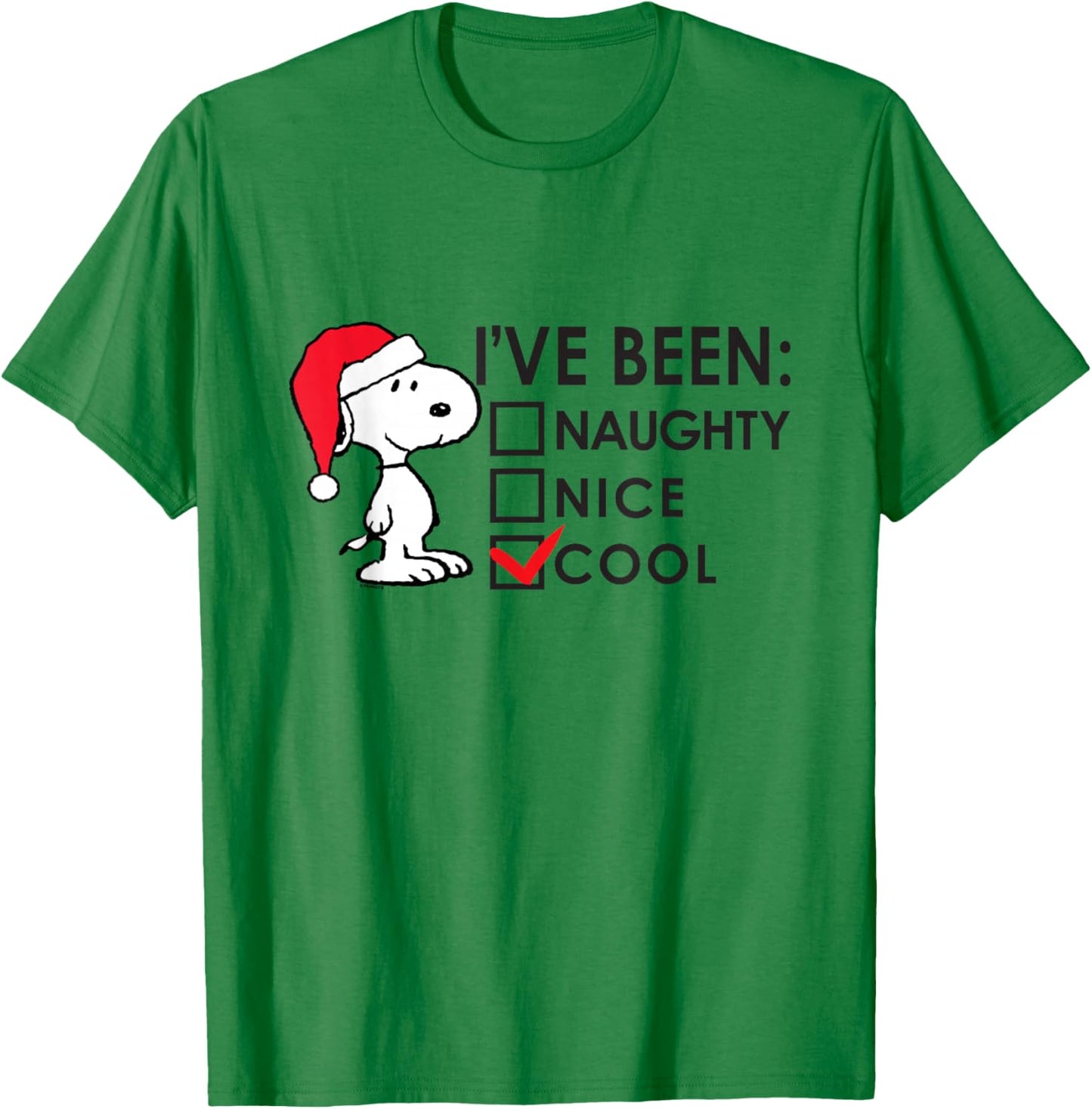 Peanuts - Snoopy Naughty Nice Cool Christmas T-Shirt - T-Shirt | Irish Green