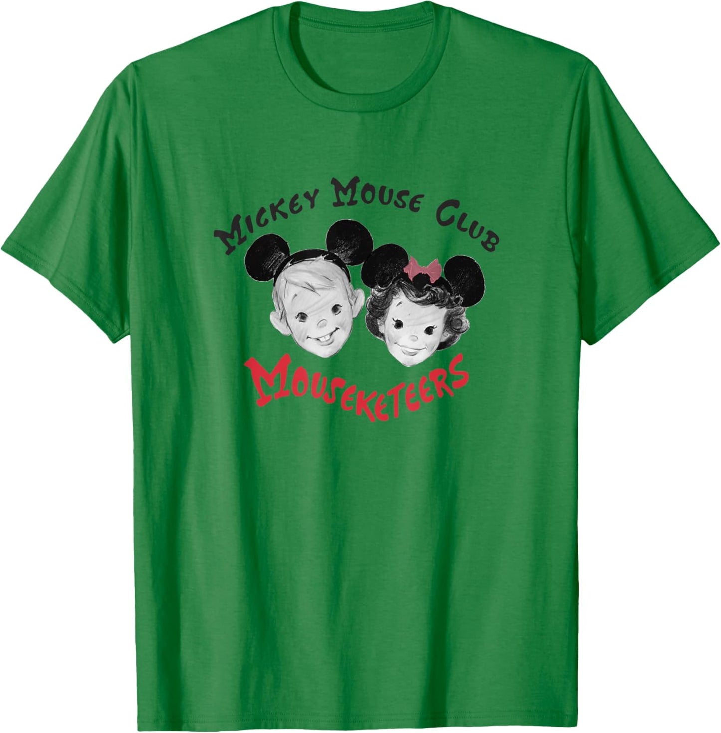 Disney Mickey and Friends Vintage Retro Sketch Mouseketeers T-Shirt - T-Shirt | Irish Green