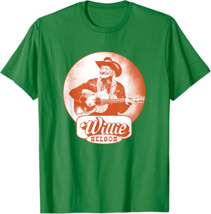 Official Willie Nelson Guitar Photo T-Shirt - T-Shirt | Irish Green