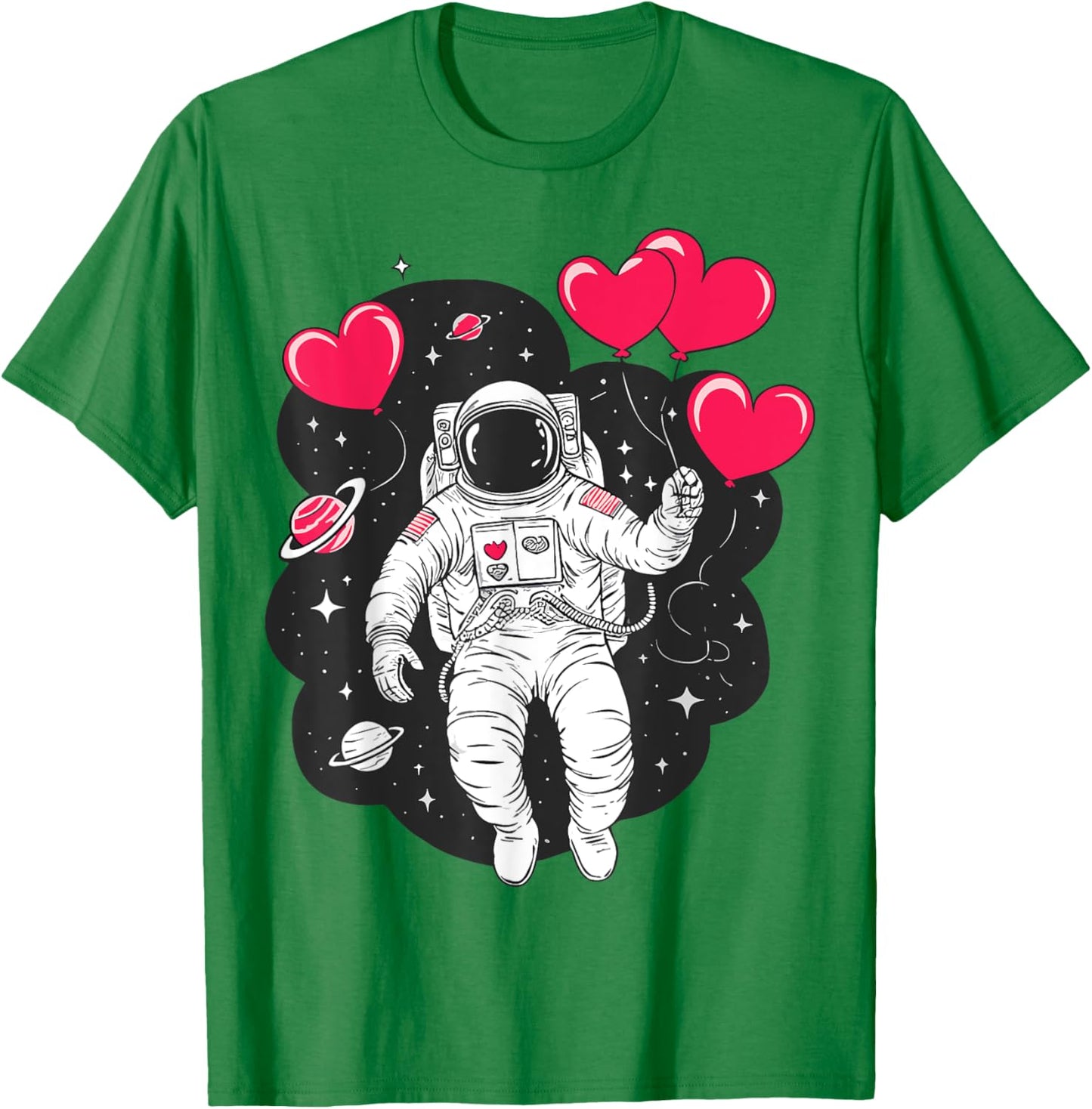 Valentines Day Space Astronaut Heart Balloons Toddler Boys T-Shirt - T-Shirt | Irish Green
