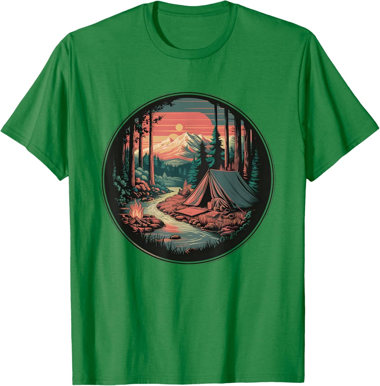 Trees Wildlife Nature Vintage Forest T-Shirt - T-Shirt | Irish Green