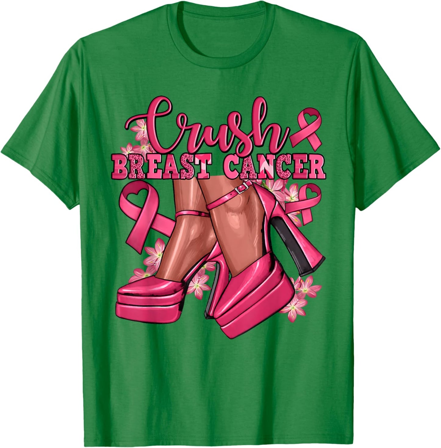 Crush Breast Cancer Bling Pink Ribbon Awareness October Gift T-Shirt - T-Shirt | Irish Green