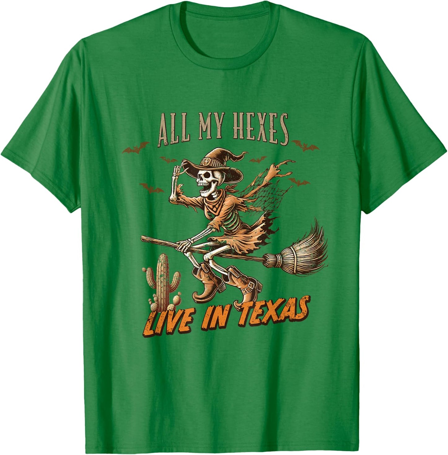 Funny Halloween All My Hexes Live In Texas T-Shirt - T-Shirt | Irish Green