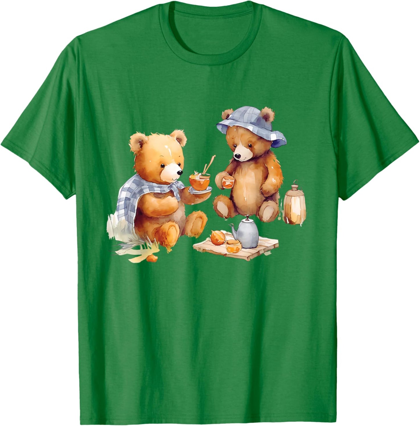 Cute Teddy Bear Summer Tea Time T-Shirt - T-Shirt | Irish Green