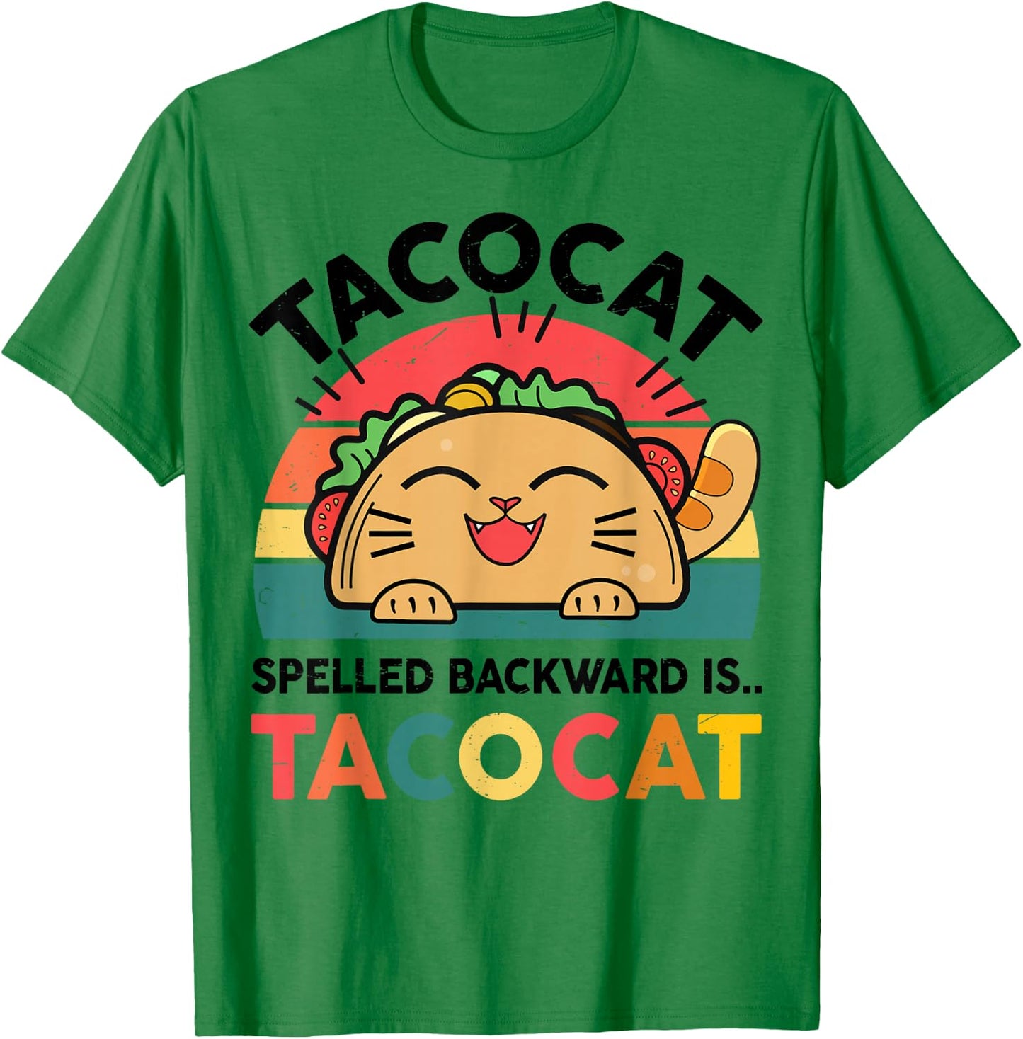 Kids Taco Cat Spelled Backward Funny Cat Lover Gift Boy Men T-Shirt - T-Shirt | Irish Green