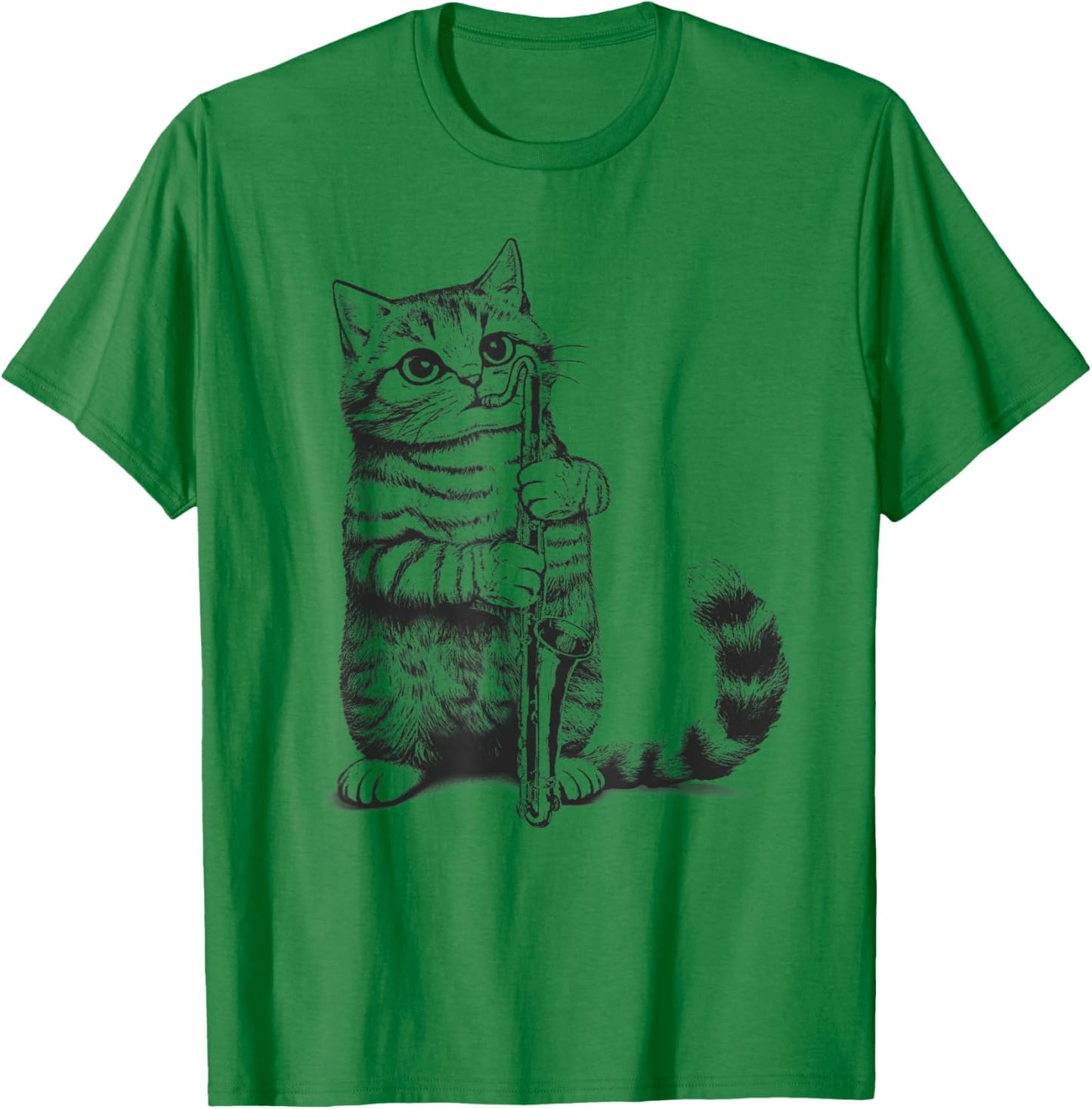 Cat Kitten Playing Bass Clarinet Player Bass Clarinetist Men Women Kids T-Shirt - T-Shirt | Irish Green