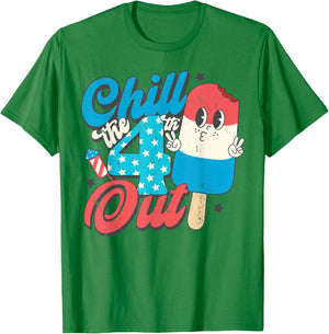 Chill The Fourth Out Popsicle 4th of July Shirts Boys Men T-Shirt - T-Shirt | Irish Green