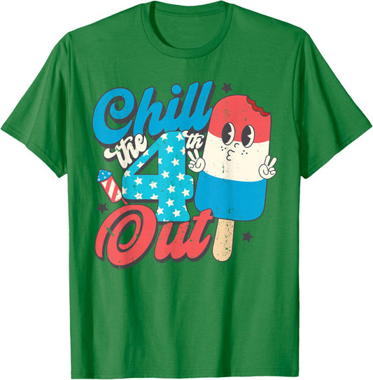 Chill The Fourth Out Popsicle 4th of July Shirts Boys Men T-Shirt - T-Shirt | Irish Green