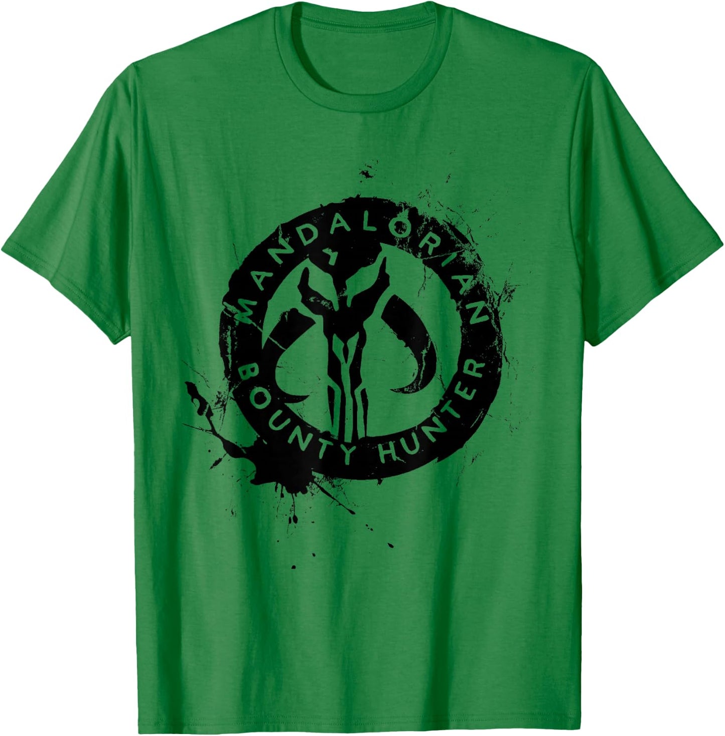 Star Wars The Mandalorian Bounty Hunter Splatter Logo T-Shirt - T-Shirt | Irish Green